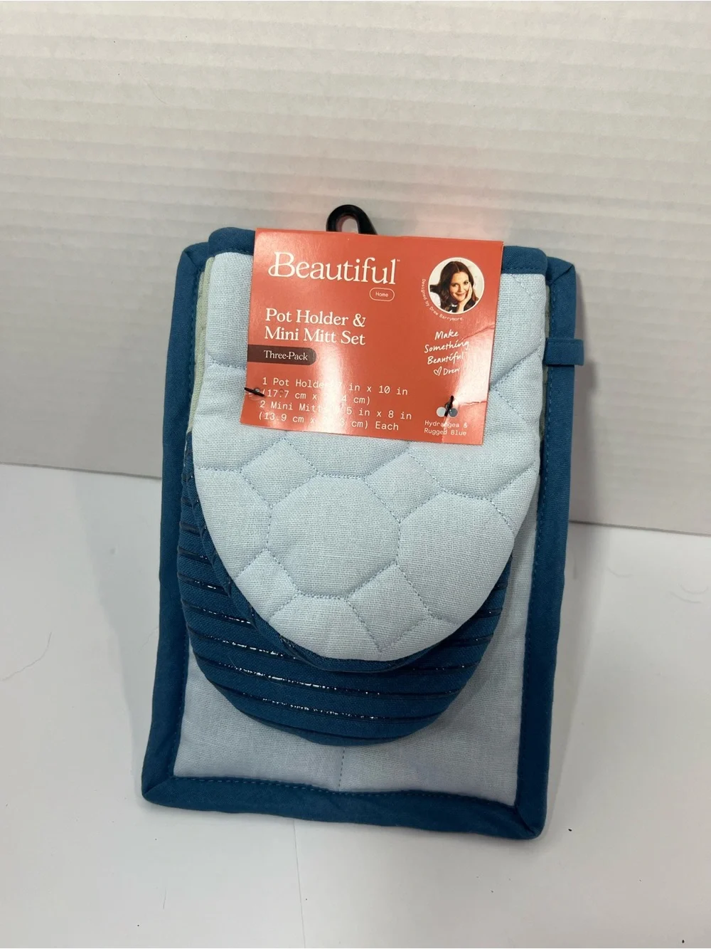 Green & Blue Drew Barrymore  Pot Holder & Mini Mitt Set